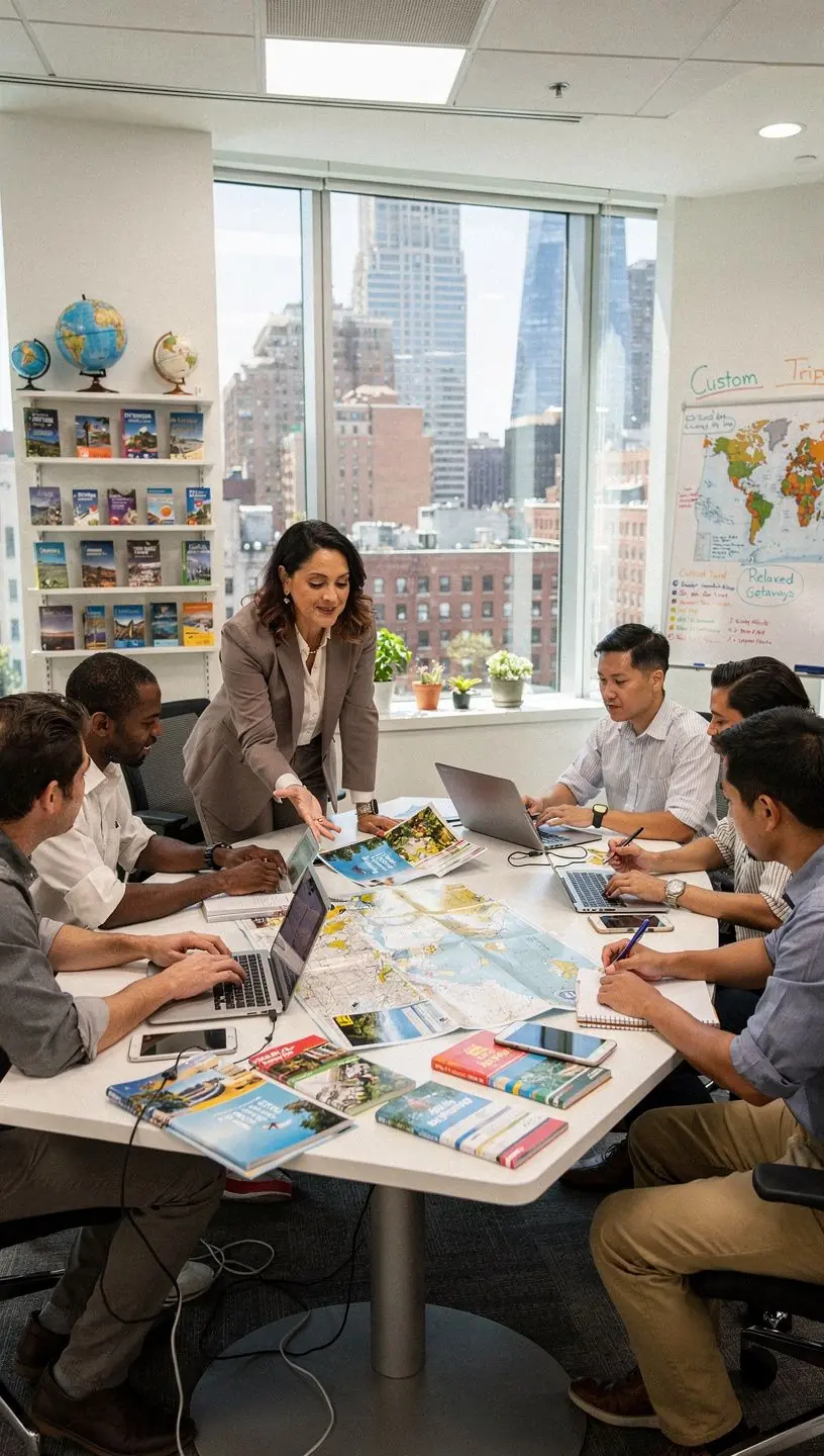 Widok na malownicze góry z wyznaczonym szlakiem turystycznym.