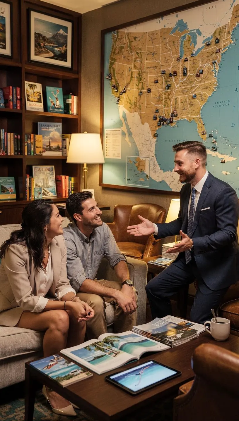 Przewodnik turystyczny pokazujący mapę z popularnymi atrakcjami w Nowym Jorku.