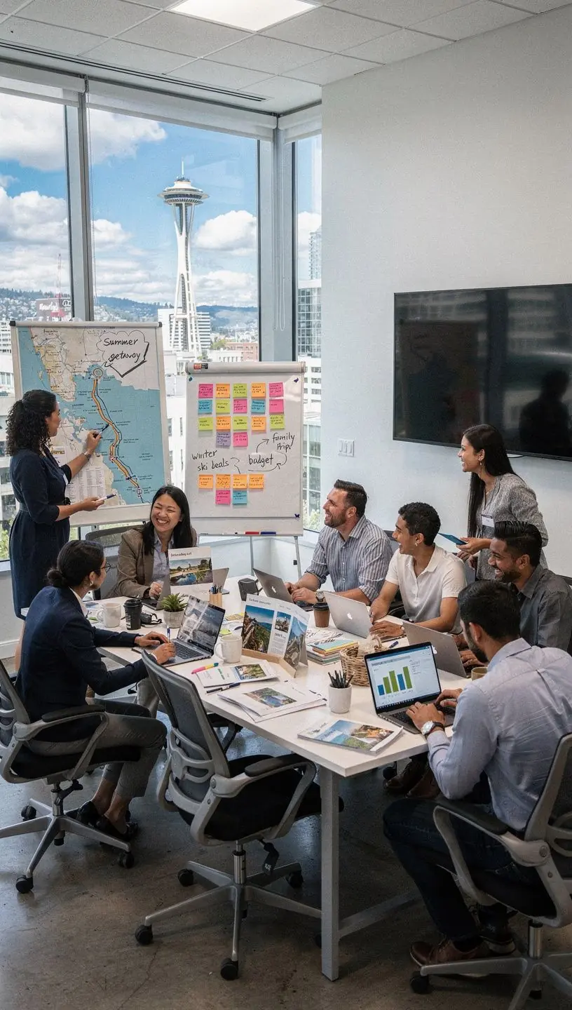 Wypoczywający turyści na plaży, delektujący się słońcem i relaksem.